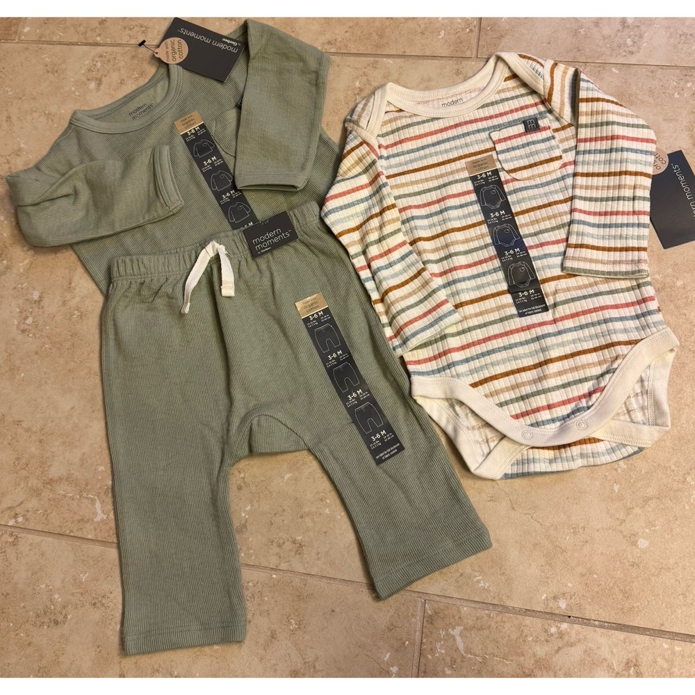 Modern Moments by Gerber Baby Boy Girl Set 3-6 months Organic Cotton Neutral NEW